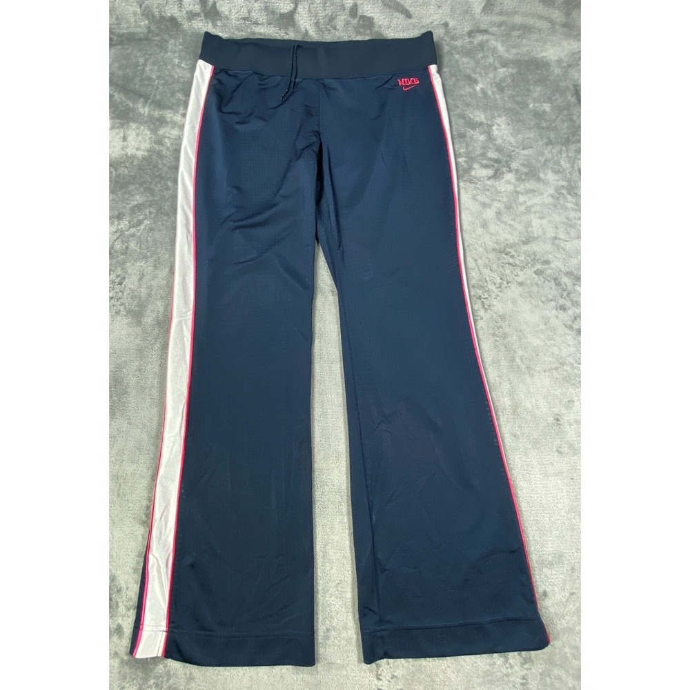 Nike Track Pants Womens Large 12-14 Blue Side Stripes‎ Wide Flare Leg Athletic